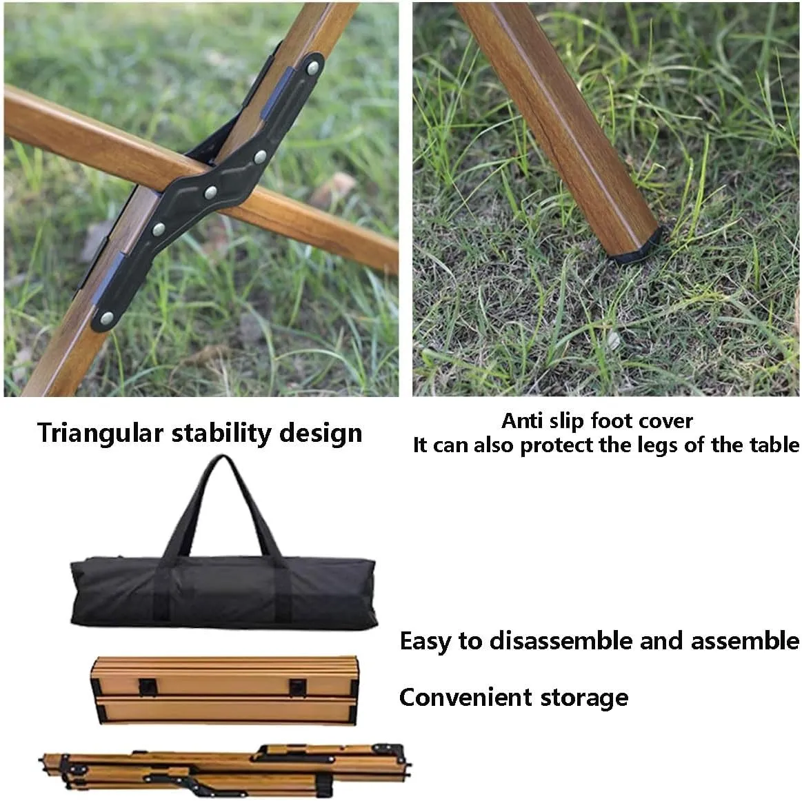 Camping Table Portable Folding Table with Roll Up Tabletop Outdoor Dining Table for Travel Party BBQ Hiking