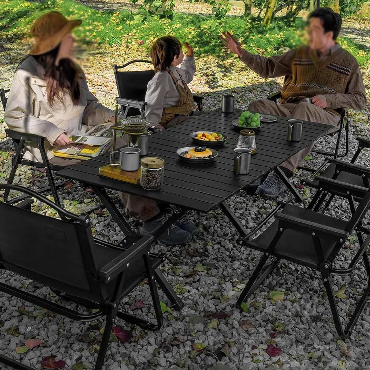 Camping Table Portable Folding Table with Roll Up Tabletop Outdoor Dining Table for Travel Party BBQ Hiking