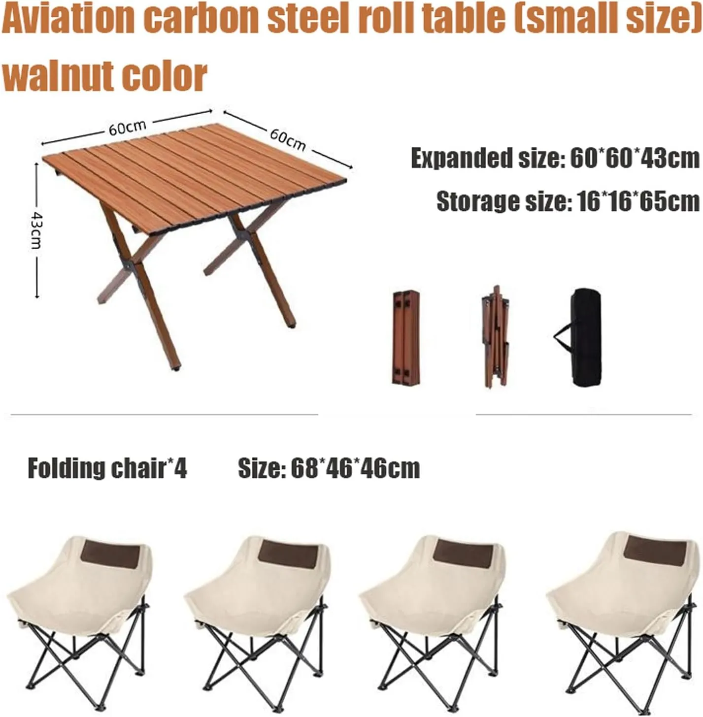 Camping Table with air Set, Foldable Portable Carbon Steel Roll-up Table Lightweight Folding Directors air Lawn air for BBQ Picnic Garden Parties