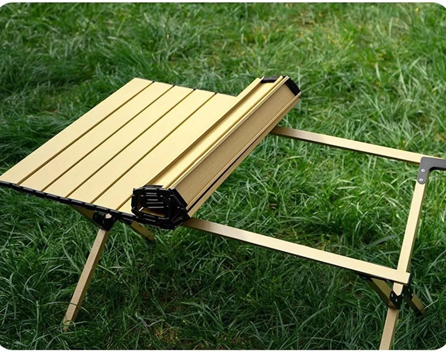 Camping Table with air Set, Foldable Portable Carbon Steel Roll-up Table Lightweight Folding Directors air Lawn air for BBQ Picnic Garden Parties