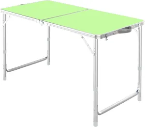 Camping Tables, Camp Tables Portable Foldable, Adjustable 47.2" Aluminum Folding Table for Picnic/Camping/Grilling (Color : Green)