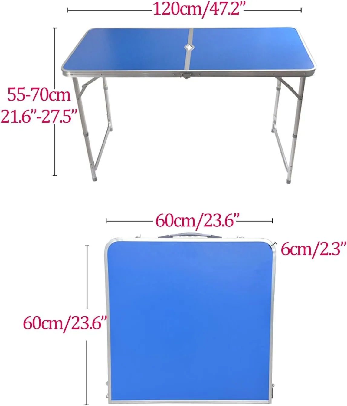 Camping Tables, Camp Tables Portable Foldable, Adjustable 47.2" Aluminum Folding Table for Picnic/Camping/Grilling (Color : Green)