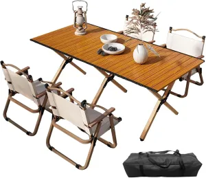 Camping Tables Carbon Steel Foldable Table Wih Chair Roll up Desktop Can Accommodate Picnic Table for Outdoor Beach Camp BBQ