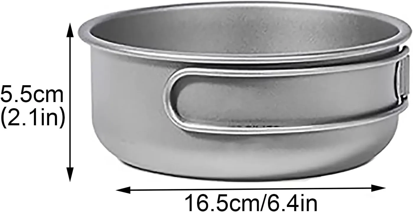 Camping Titanium Pot Outdoor Cookware Cooking Pan Pot with Folding-Handle Outdoor Camp Cookware Pot Camping Mess for 2