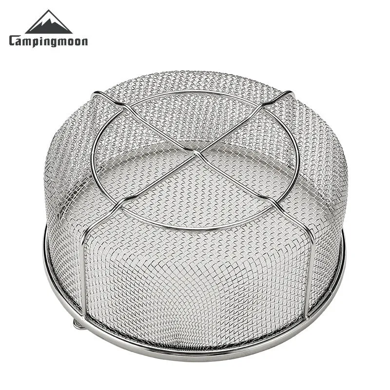 Campingmoon CC-22 Stainless Steel Drain Basket Portable Lightweight Round Mesh Net Strainer For Washing Draining Foods Folding Handle Filter Basket