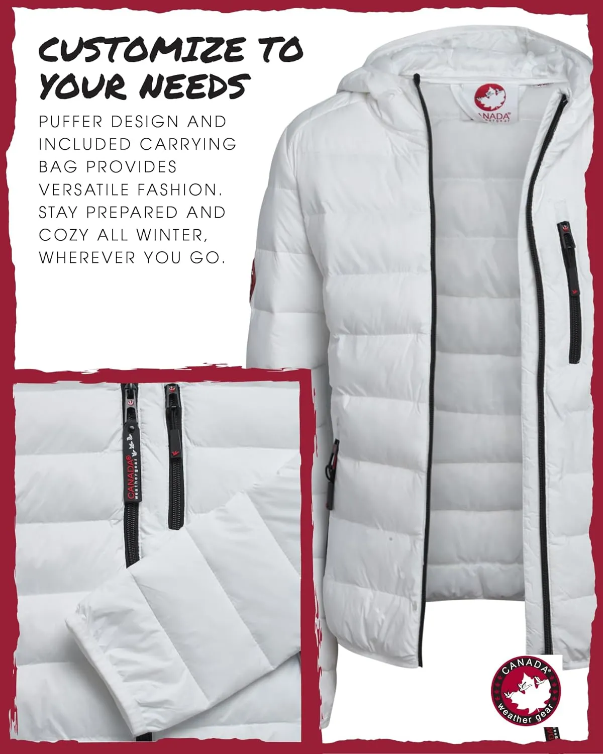 CANADA WEATHER GEAR Women's Puffer Jacket - Packable Bubble Coat, Water Resistant Outerwear Jackets for Women (XXS-M)