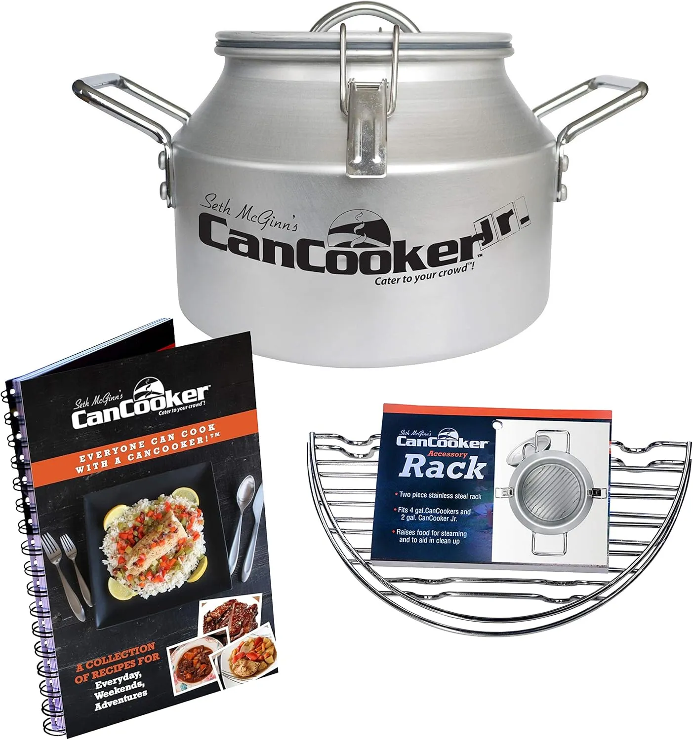 CanCooker Camping Cookware Jr. Kit | 2 Gallon Steam Cooker with Non-Stick Coating, Stainless Steel Cooking Rack & 100  Recipe Cookbook - Complete Outdoor Cooking System