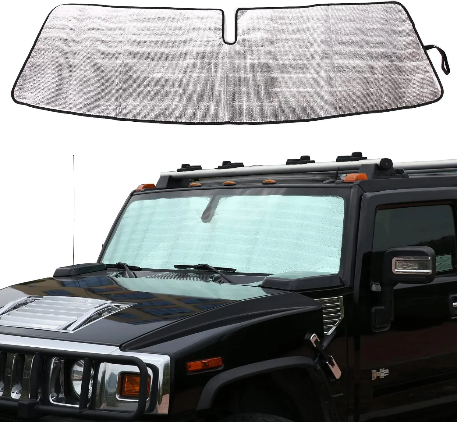 Car Windshield Sunshade UV Ray Reflector for Hummer H2 2003-2007 Front Window Sun Shade Shield Cover Foldable Reflective Sun Visor