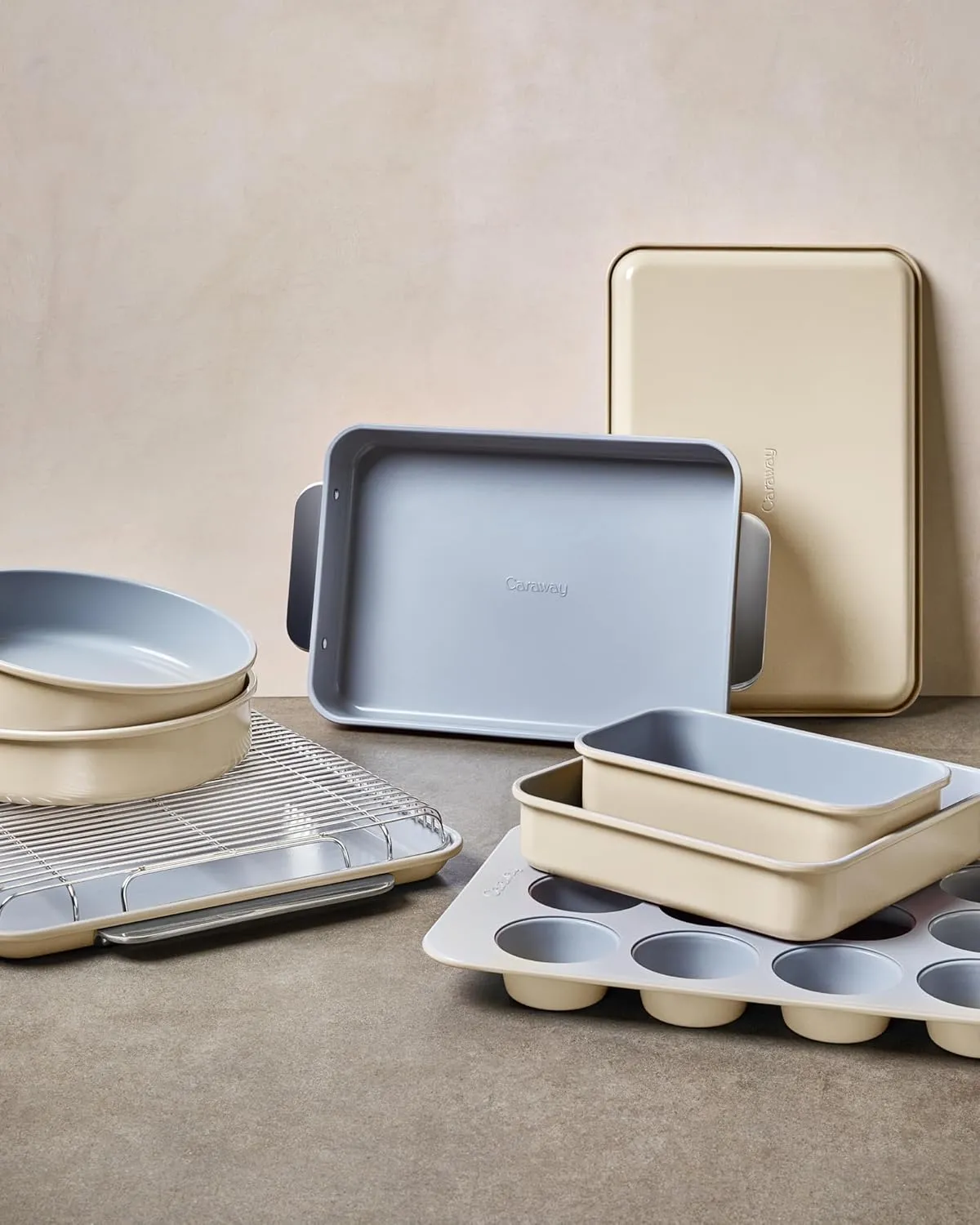 Caraway Non-Stick Ceramic 9”x13” Rectangle Pan Duo - Naturally Slick Ceramic Coating - Non-Toxic, PTFE & PFOA Free - Perfect for Brownies, Lasagnas, and More - Gray