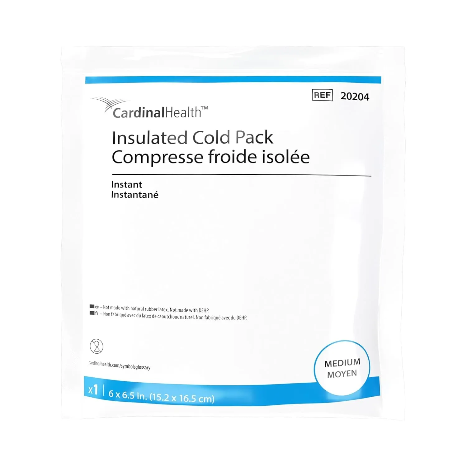 Cardinal Health™ Instant Cold Pack, Insulated, Medium, 6 x 6.5IN, Case of 24