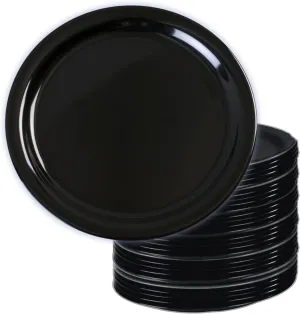 Carlisle FoodService Products Kingline Reusable Plastic Plate Dinner Plate for Home and Restaurant, Melamine, 9 Inches, Black, (Pack of 48)