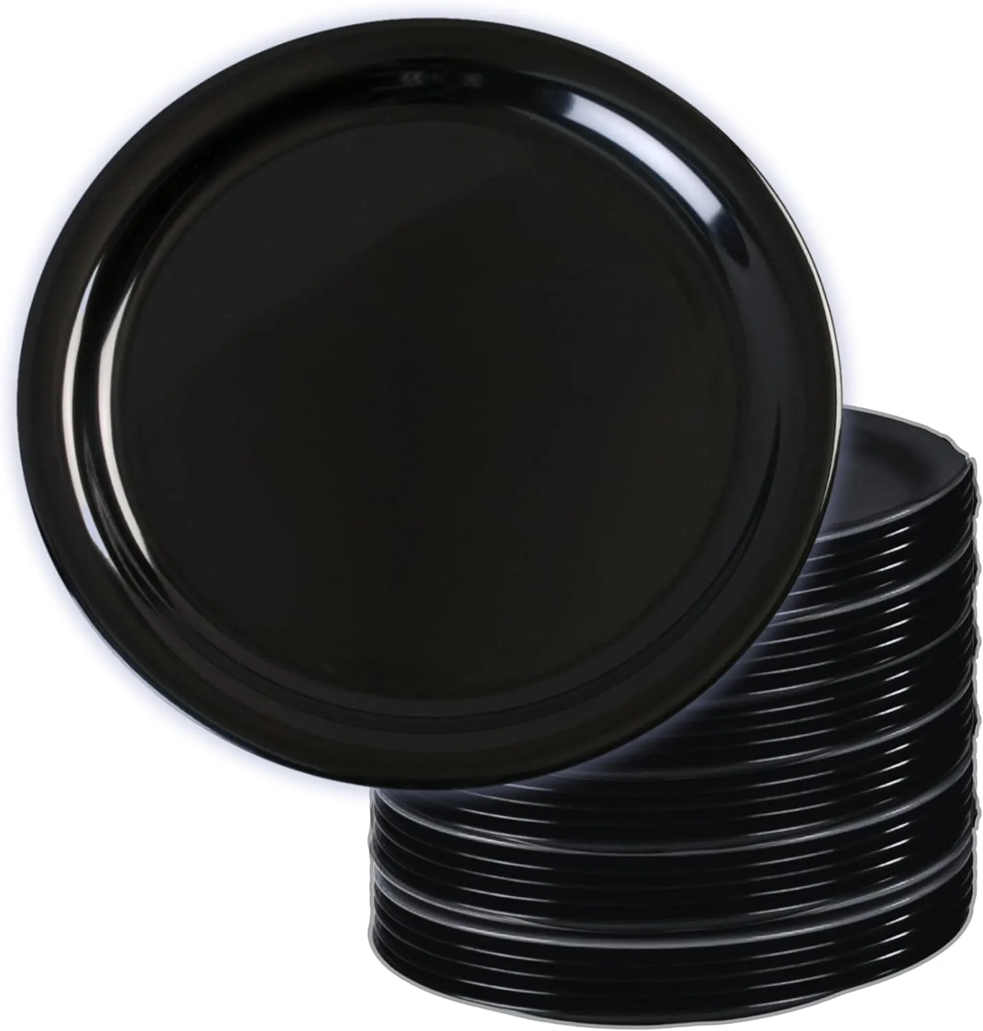 Carlisle FoodService Products Kingline Reusable Plastic Plate Dinner Plate for Home and Restaurant, Melamine, 9 Inches, Black, (Pack of 48)
