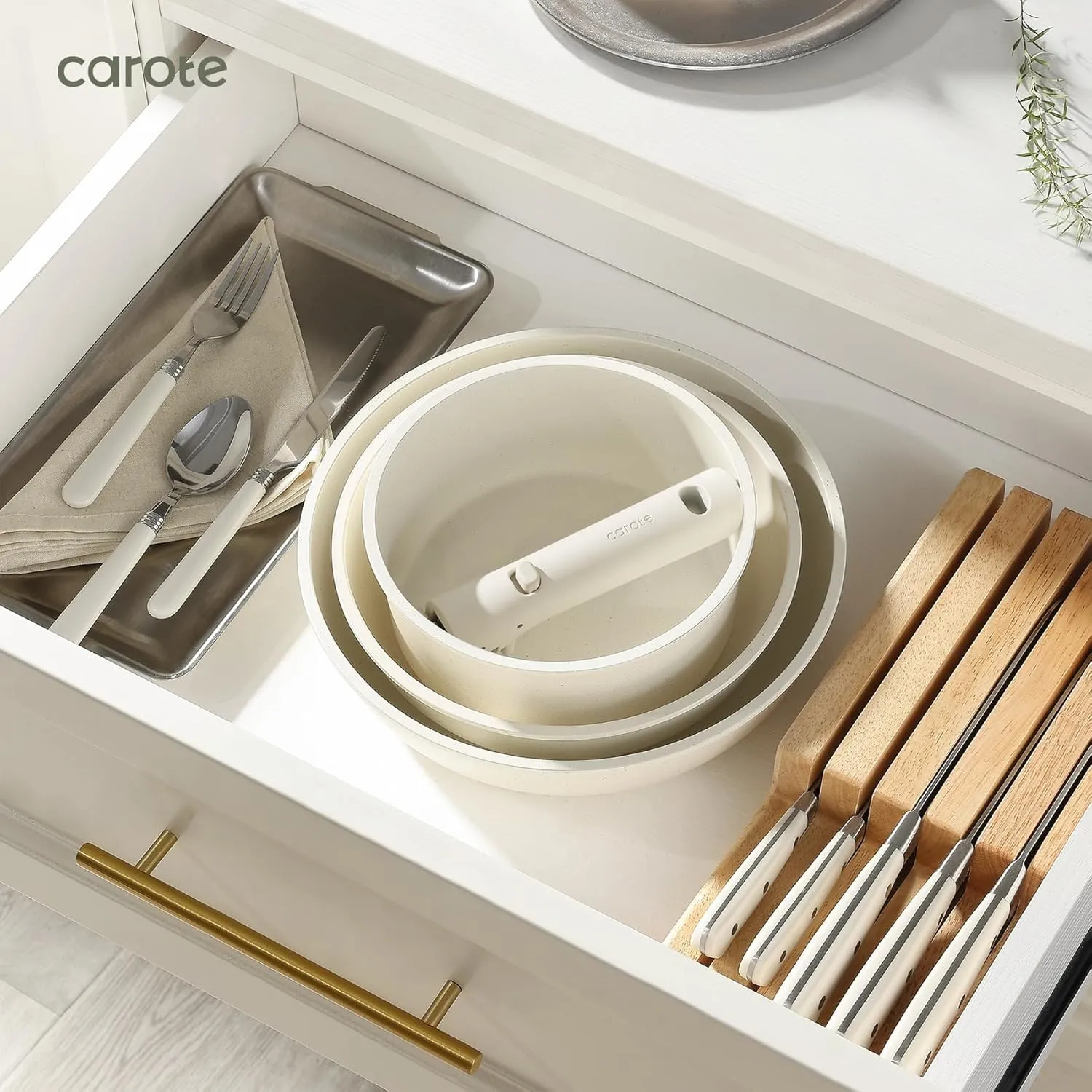 CAROTE Pots and Pans Set Non Stick, 15pcs Cookware Sets, Dishwasher/Oven/Fridge Safe, Kitchen Set, Space Saving Pots Set, Nonstick Set with Versatile Detachable Handle, Induction RV Set