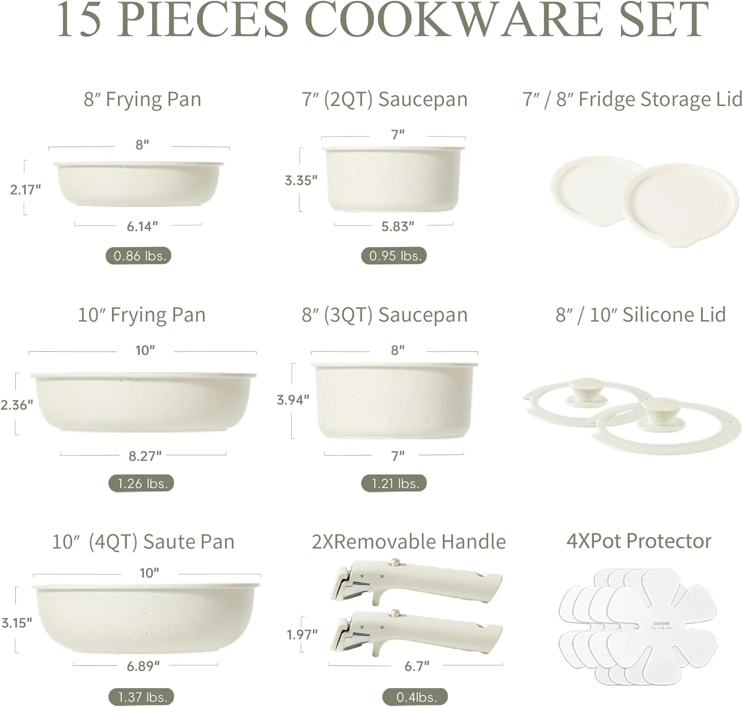 CAROTE Pots and Pans Set Non Stick, 15pcs Cookware Sets, Dishwasher/Oven/Fridge Safe, Kitchen Set, Space Saving Pots Set, Nonstick Set with Versatile Detachable Handle, Induction RV Set