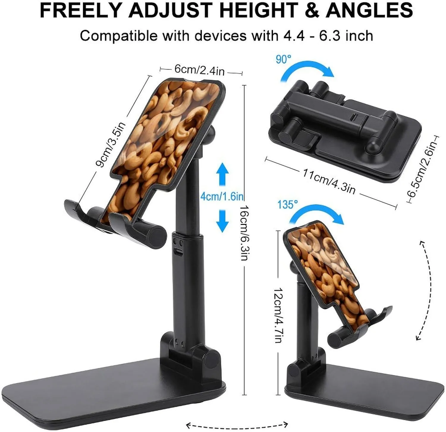 Cashew Nuts Texture Foldable Cell Phone Stand for Desktop Portable Adjustable Table Phone Holder Travel Accessories