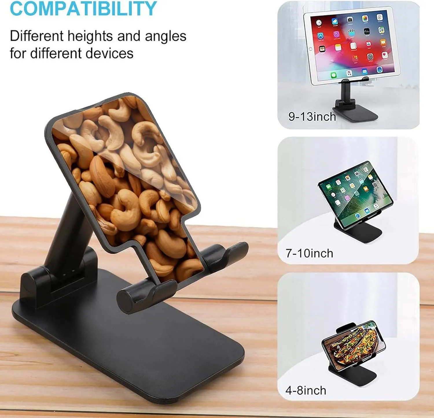 Cashew Nuts Texture Foldable Cell Phone Stand for Desktop Portable Adjustable Table Phone Holder Travel Accessories