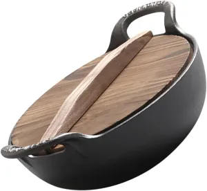 Cast Iron Cooking Pot Non Coated Skillet for Camping Picnic Cookware Durable Temperature Resistant Ergonomic Design for Easy Handling and Cleaning