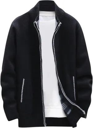 Casual Sweaters Cardigan Knitted Long Sleeve Jacket Full Zip Fleece Winter Warm Coat Outdoor Work Dress, XL-4XL