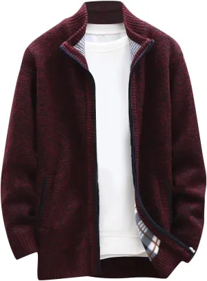Casual Sweaters Cardigan Knitted Long Sleeve Jacket Full Zip Fleece Winter Warm Coat Outdoor Work Dress, XL-4XL