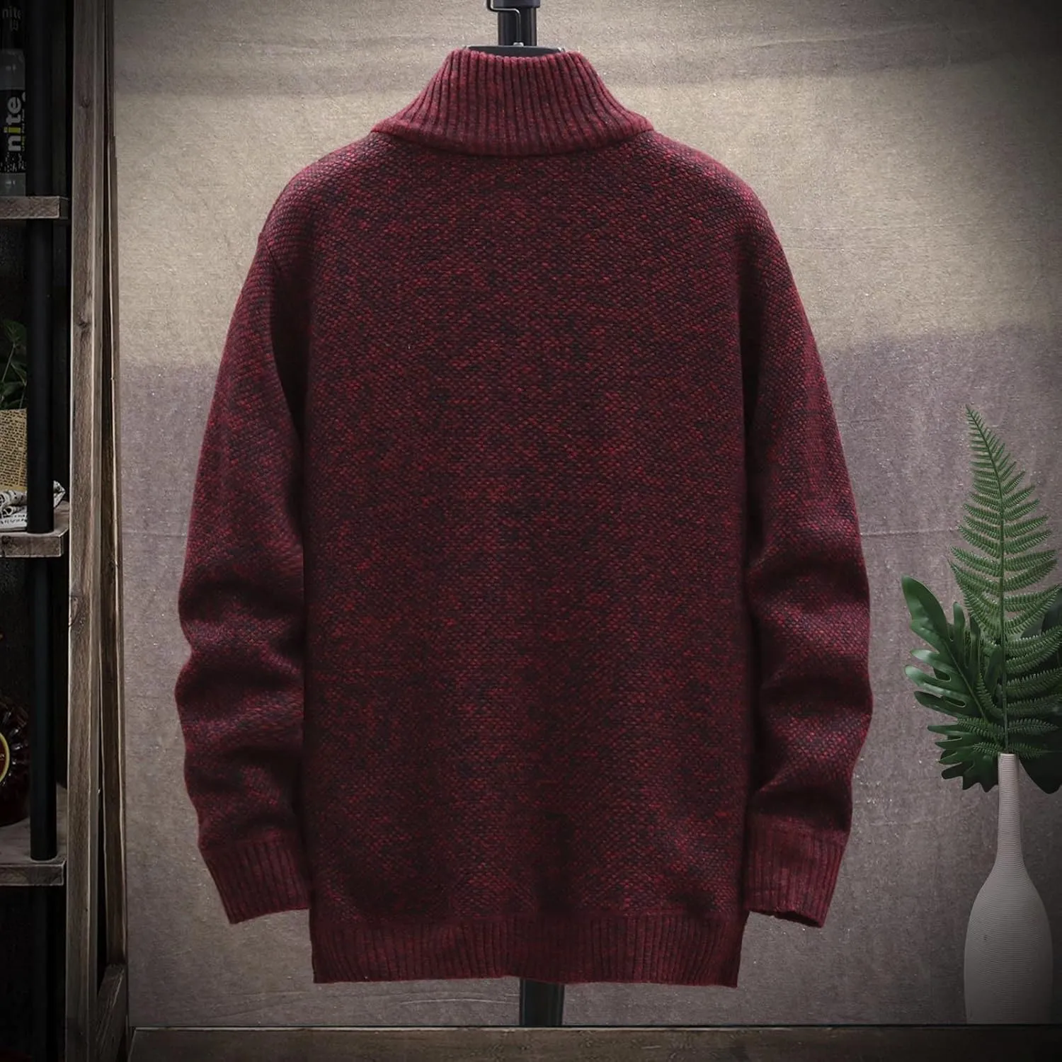 Casual Sweaters Cardigan Knitted Long Sleeve Jacket Full Zip Fleece Winter Warm Coat Outdoor Work Dress, XL-4XL