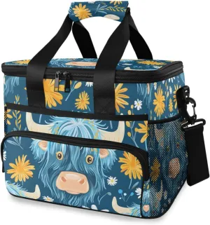 Cattle Head Chamomile Flowers Cooler Bag Insulated Cooler Soft Sided Cooler 24 Can Portable Picnic Bag Large Leakproof Lunch Bag Box for Beach Grocery Camping Travel Car Men Women