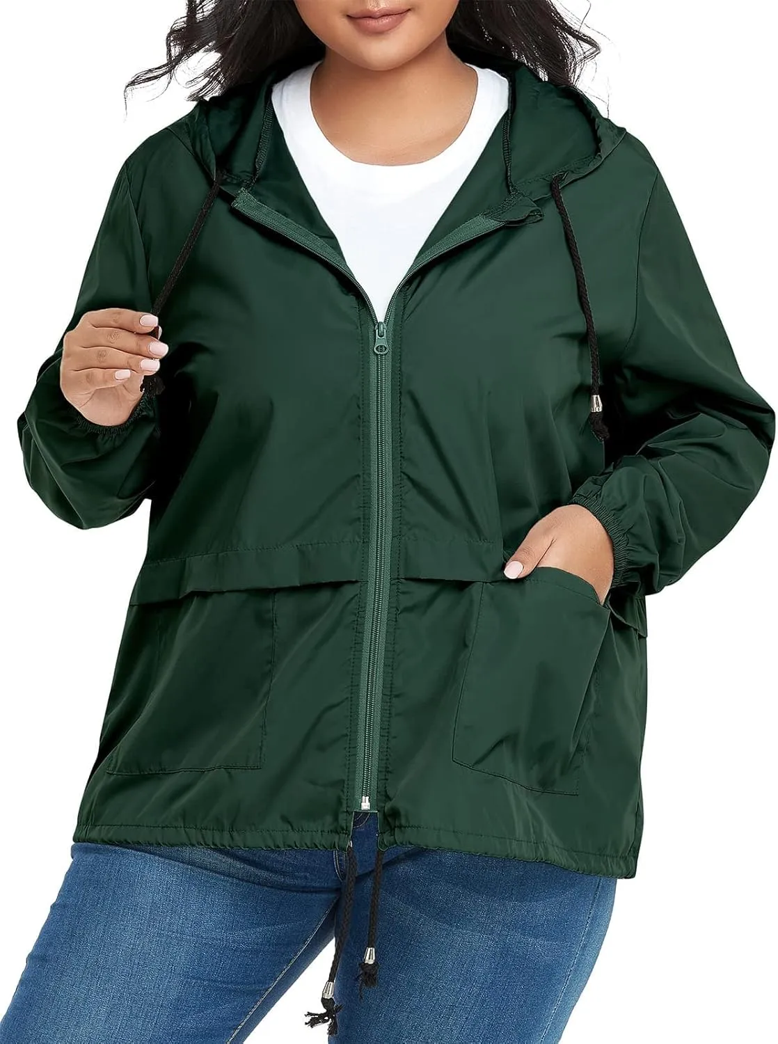 Century Star Plus Size Rain Jackets for Women Waterproof Windbreaker Jacket Women's Raincoats with Hood Lightweight Packable