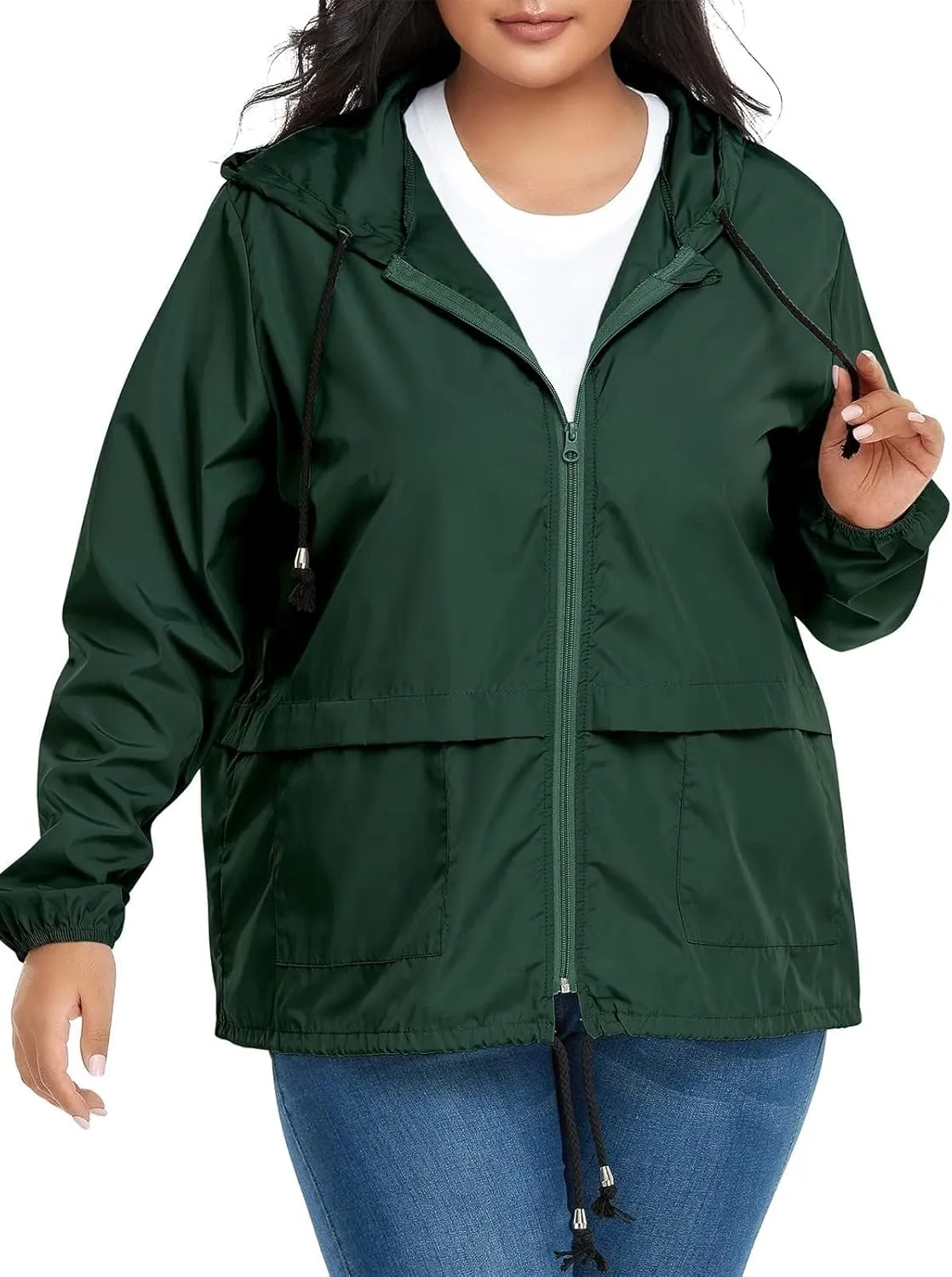 Century Star Plus Size Rain Jackets for Women Waterproof Windbreaker Jacket Women's Raincoats with Hood Lightweight Packable