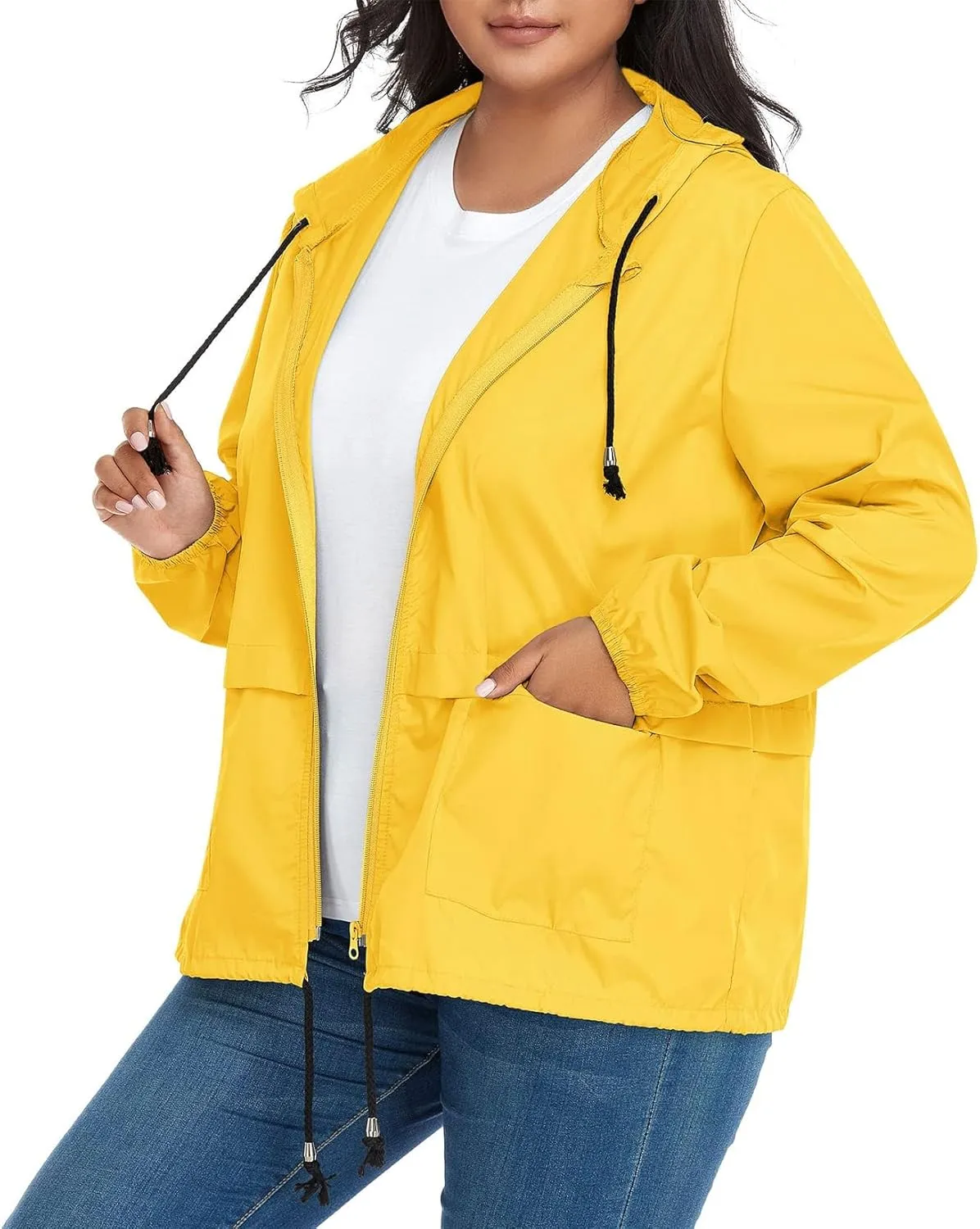 Century Star Plus Size Rain Jackets for Women Waterproof Windbreaker Jacket Women's Raincoats with Hood Lightweight Packable