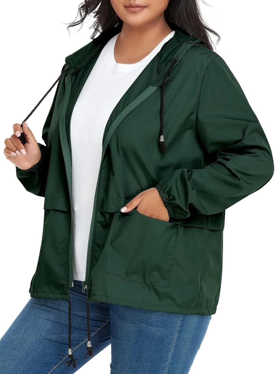 Century Star Plus Size Rain Jackets for Women Waterproof Windbreaker Jacket Women's Raincoats with Hood Lightweight Packable