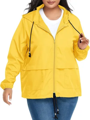 Century Star Plus Size Rain Jackets for Women Waterproof Windbreaker Jacket Women's Raincoats with Hood Lightweight Packable