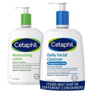 Cetaphil Body Moisturizer, Hydrating Moisturizing Lotion for All Skin Types, Suitable for Sensitive Skin, 20 oz  Cetaphil Face Wash, Daily Facial Cleanser for Sensitive, Combination to Oily Skin,16 oz