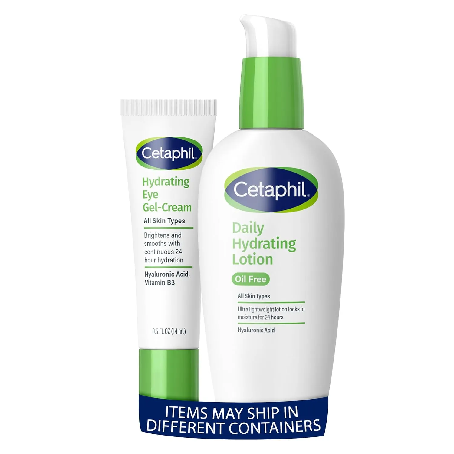 CETAPHIL Daily Hydrating Lotion for Face, With Hyaluronic Acid, 3 fl oz, Lasting 24 Hr Hydration   CETAPHIL Hydrating Eye Gel-Cream, With Hyaluronic Acid , 0.5 fl oz, Brightens and Smooths Under Eyes