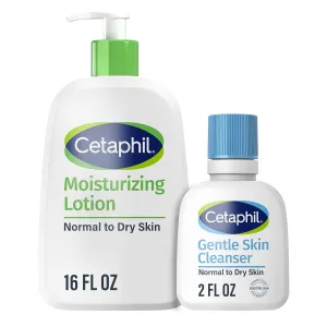 Cetaphil Hydrating Moisturizing Lotion for Normal to Dry, Sensitive Skin, 16 oz   Travel Size Gentle Skin Cleanser 2 oz