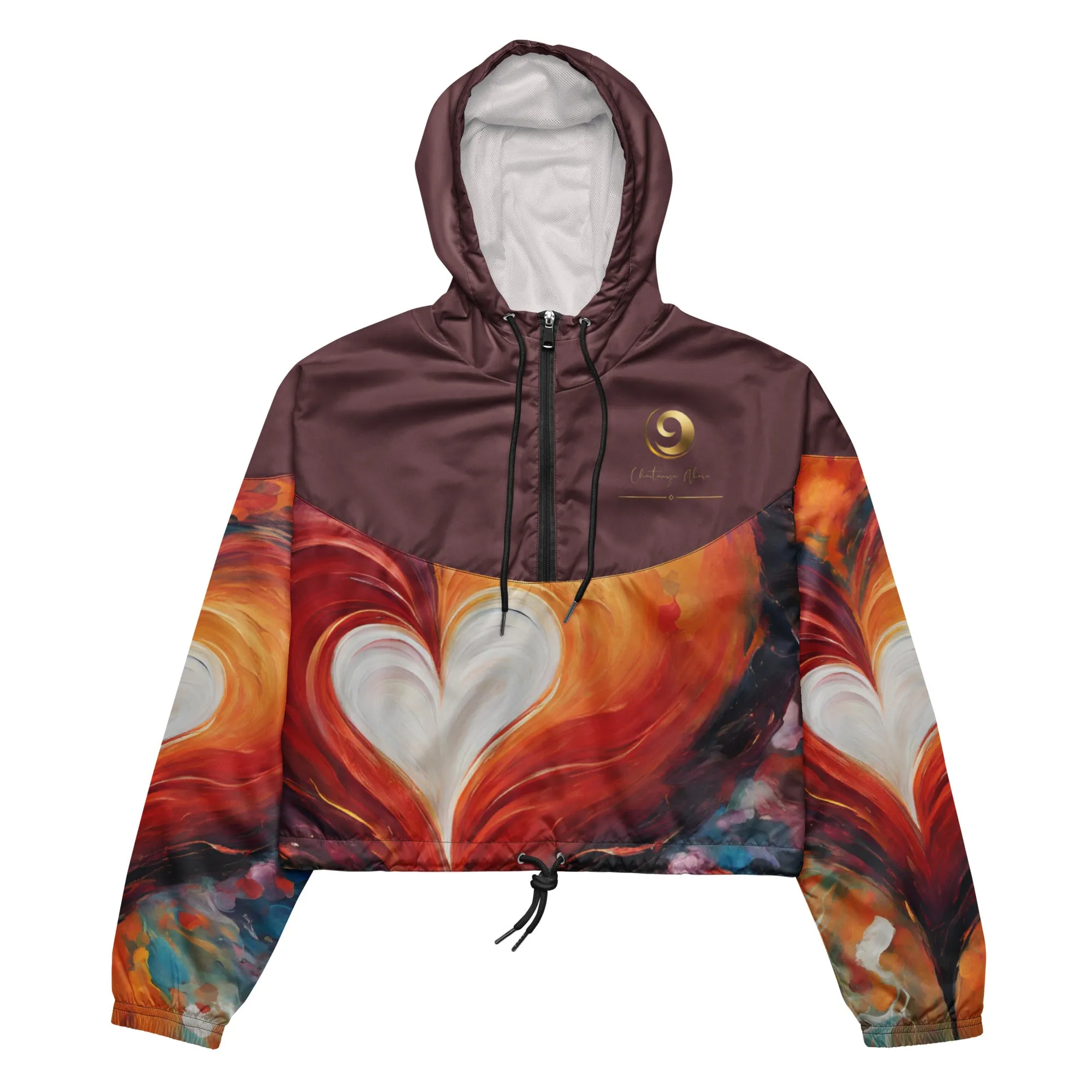 Chaitanya Abara Abstract Heart Women’s Cropped Windbreaker