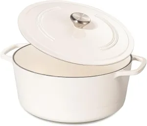 Chef Power Dutch Oven Pot with Lid 6QT, Enameled Cast Iron Dutch Oven for Bread Baking, Braising, Stews, Roasting, Oven Safe Dutch Ovens, Cream White