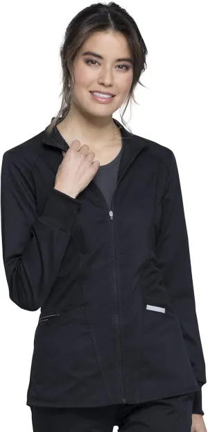 Cherokee Womens Zip Up Scrub Jackets with Breathable Mesh and Shirttail Hemline WW301