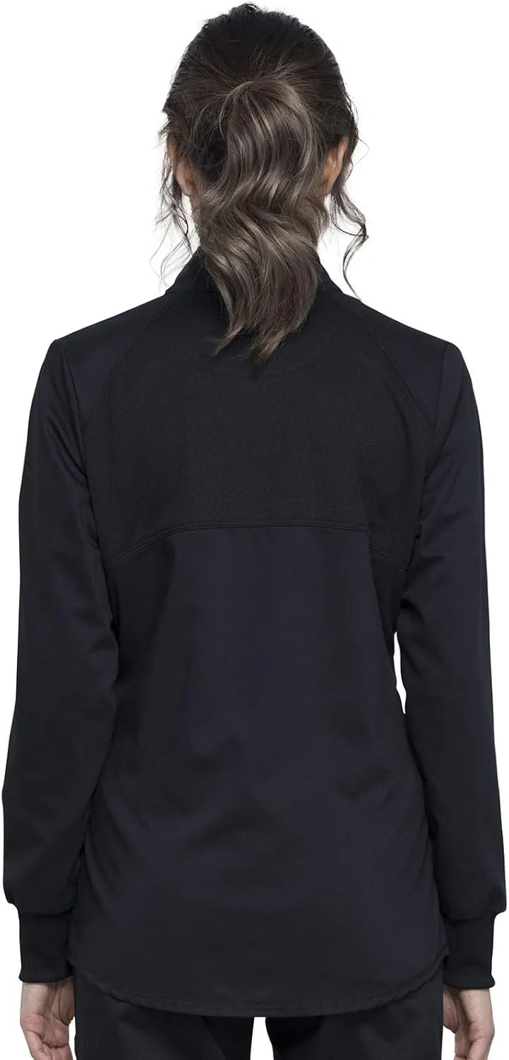 Cherokee Womens Zip Up Scrub Jackets with Breathable Mesh and Shirttail Hemline WW301
