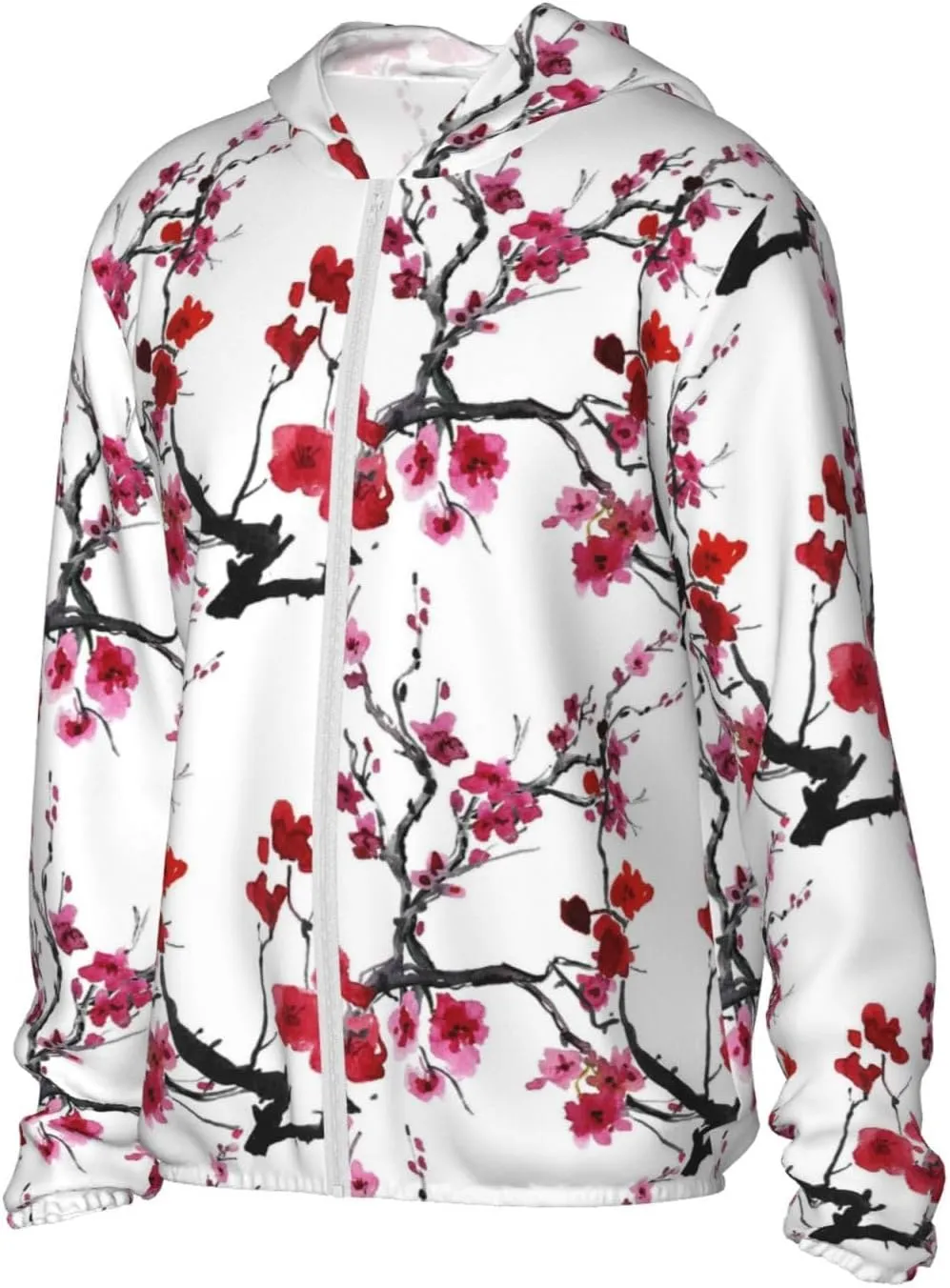 Cherry Blossoms Men Women Full Zip Sun Protection Hoodie Packable Outdoor Hiking -