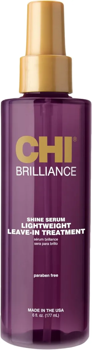CHI Brilliance Shine Serum Lightweight Leave-In Treatment, Provides Superior Smoothness & Manageability, Sulfate, Paraben, & Cruelty-Free, 6 Oz