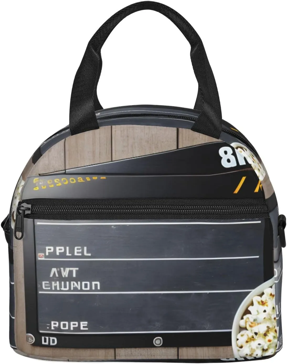 Cinema Movie Clapboard And Popcorn Insulated Lunch Bag For Women/Men Adjustable Shoulder Strap,Leakproof,Tote Bag For Office Work