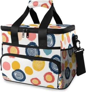 Circle Polka Dots Rainbow Cooler Bag Insulated Cooler Soft Sided Cooler 24 Can Portable Picnic Bag Large Leakproof Lunch Bag Box for Beach Grocery Camping Travel Car Men Women