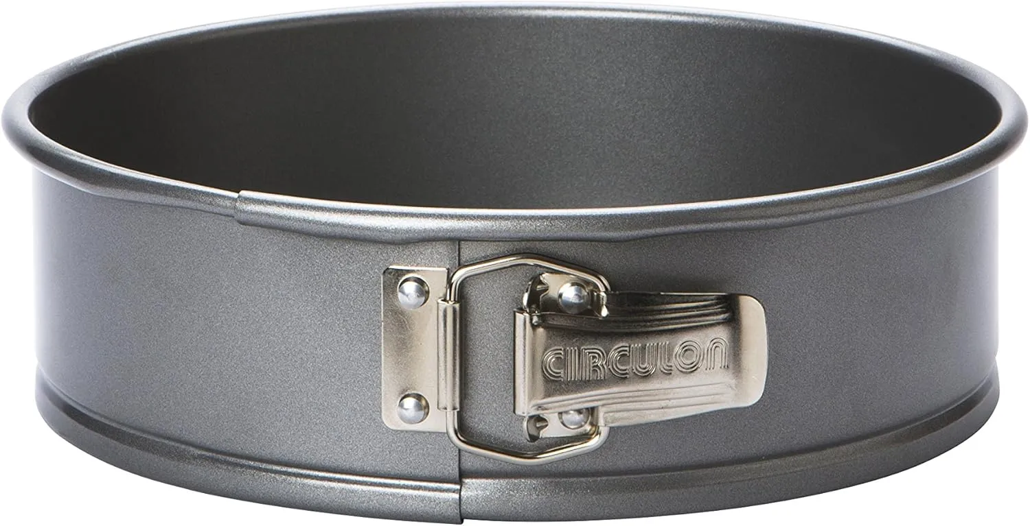 Circulon Momentum 23cm Springform Cake Tins for Baking - Non Stick Round 9 Inch Cake Tin, Grey Carbon Steel, Dishwasher Safe Bakeware