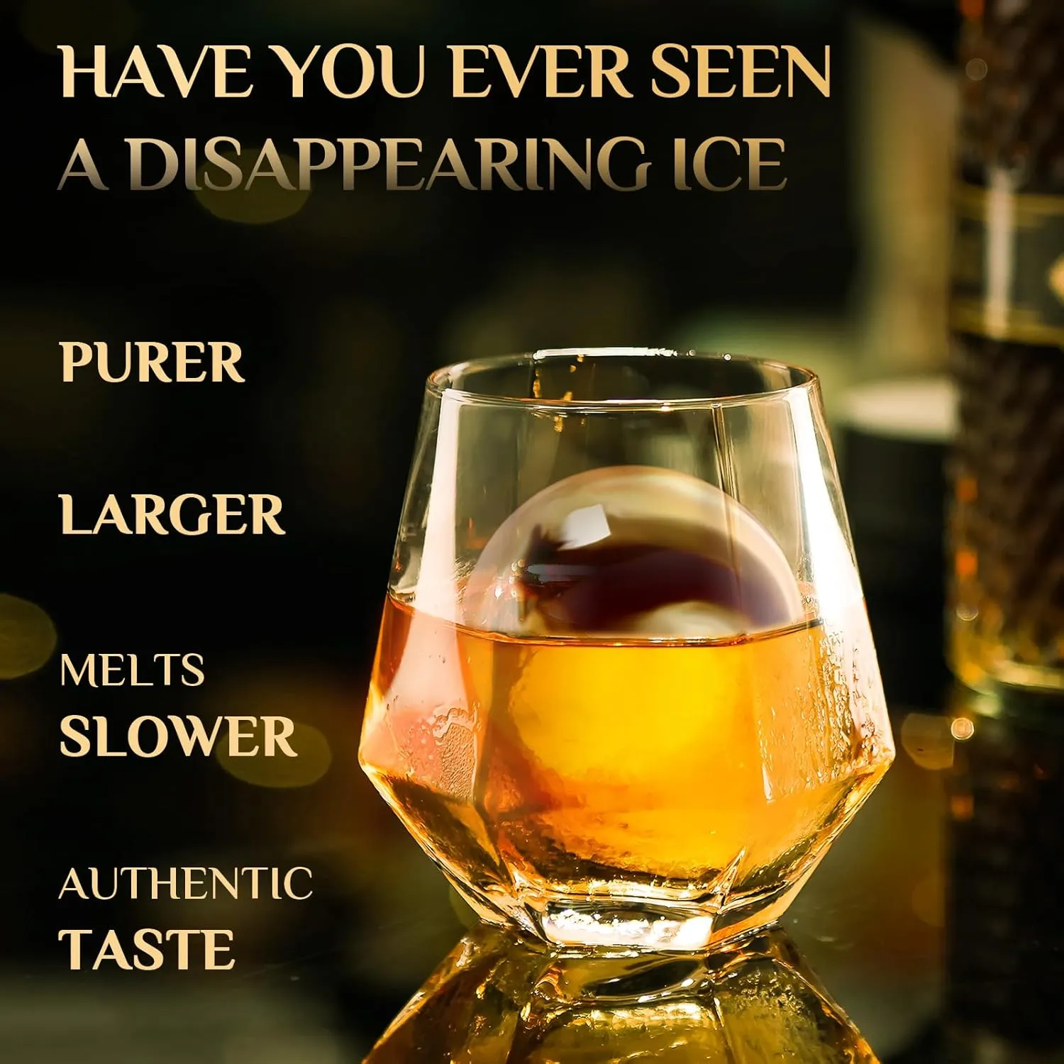 Clear Ice Cube Maker, 2.5" Stainless Steel Ice Ball Maker Mold for Whiskey & Cocktails, Non-BPA Premium Silicone Ice Cube Molds, Easy-Release Sphere Ice Maker, Bourbon Gifts for Men (2 PACK)