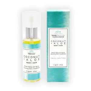 Coconut   Aloe Sheer Body Oil Spray – Lightweight Moisturizer for Hair & Body – Travel Size – All Skin Types 3.5 Fl Oz