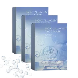 Collagen Moisturizing Mask, Bio Collagen Face Mask, Overnight Firming And Hydration, Moisturizes The Skin-Pack Of 4 Pcs, For Elasticity(3boxes)