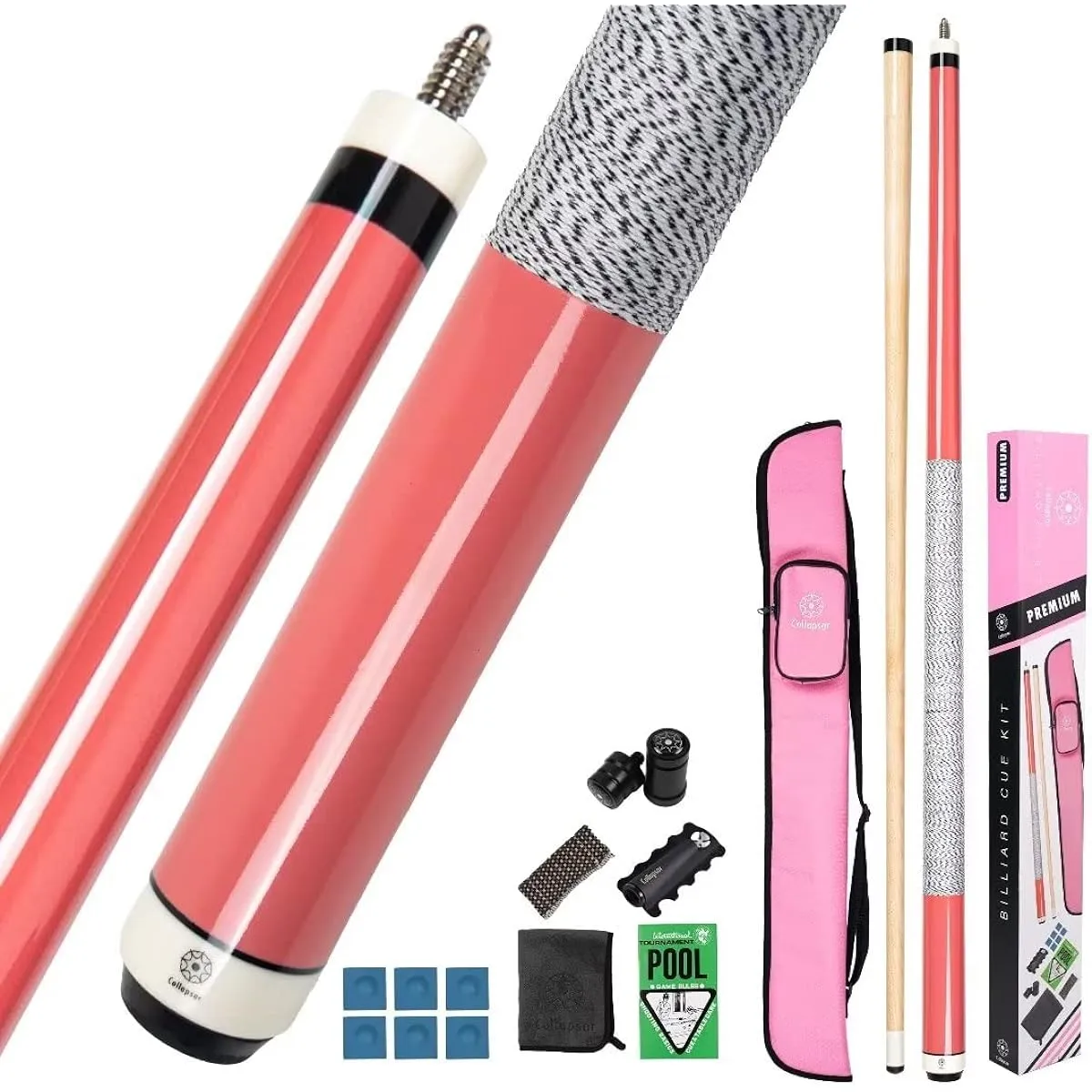 Collapsar Pool Cue Stick 58 Inch Billiards Billiard Table Accessories 2 Piece Set 19-20oz Pool Cue Kit