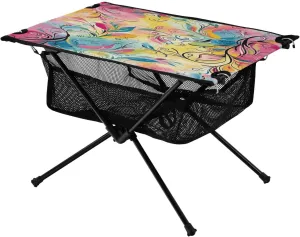Colorful Abstract Art Portable Folding Camping Table, Compact Lightweight Beach Table with Carrying Bag for Outdoor Picnics, BBQs, Camp