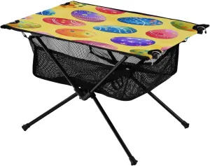 Colorful Eggs Portable Folding Camping Table, Compact Lightweight Beach Table with Carrying Bag for Outdoor Picnics, BBQs, Camp