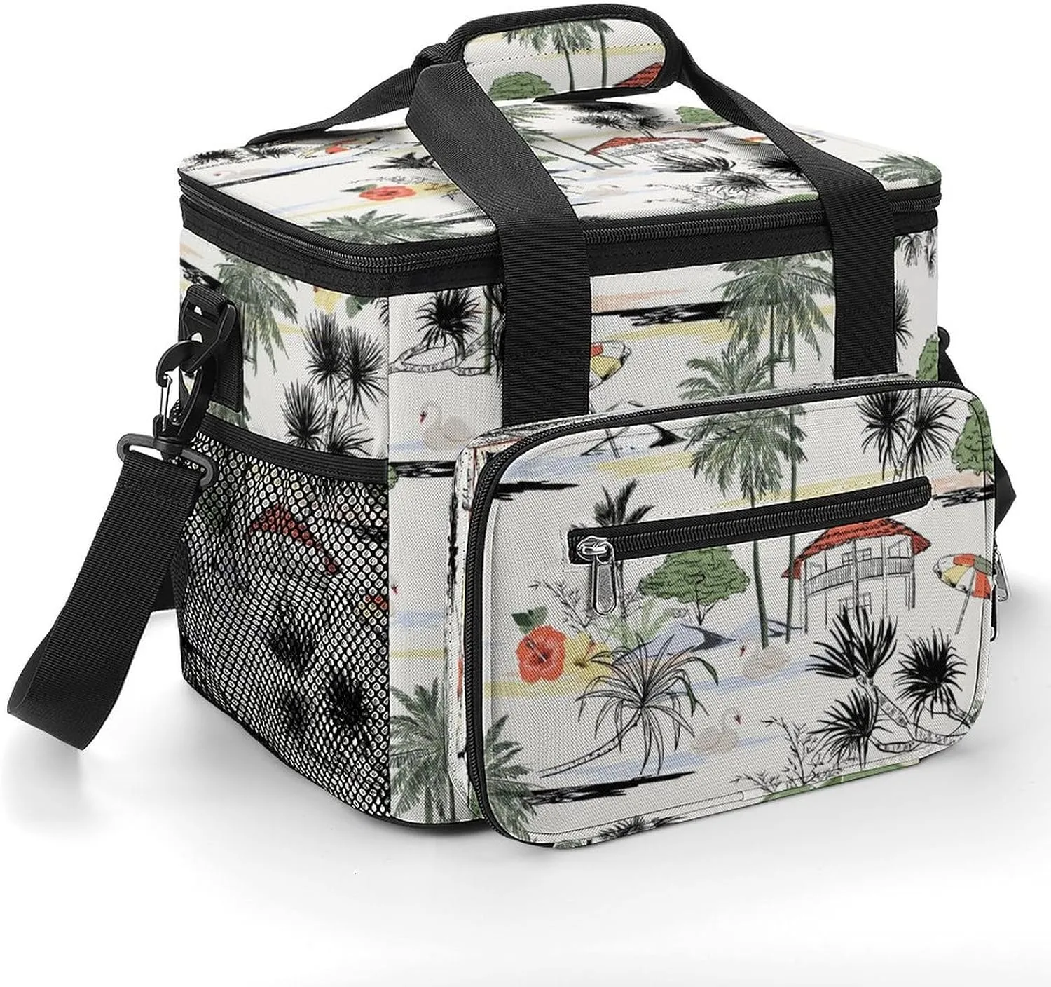 Colorful Summer Island Pattern 22.5L Insulated Camping Coolers Bag Large Leakproof Ice Chest for Beach Travel Picnic