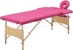 Comfortable 2-Zone Foldable Massage Table with Adjustable Height, Durable Foam Padding, Easy to Transport, Pink
